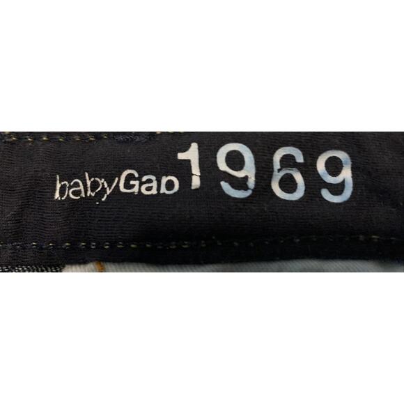 BABY GAP1969 DENIM JEANS, INFANTS 3-6 MO, DENIM BLUE WITH GOLD TRIM, ZIP & SNAPS - Picture 6 of 9